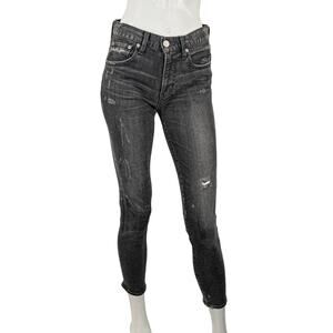 MOUSSY Vintage Comfort Velma Skinny Denim Jeans Black Distressed Women's Sz 25